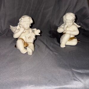 Elegant Cream and Gold Angel Figurines